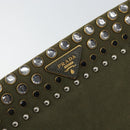 PRADA Bijoux Clutch Bag Canvas Khaki Gold Auth 160073-8