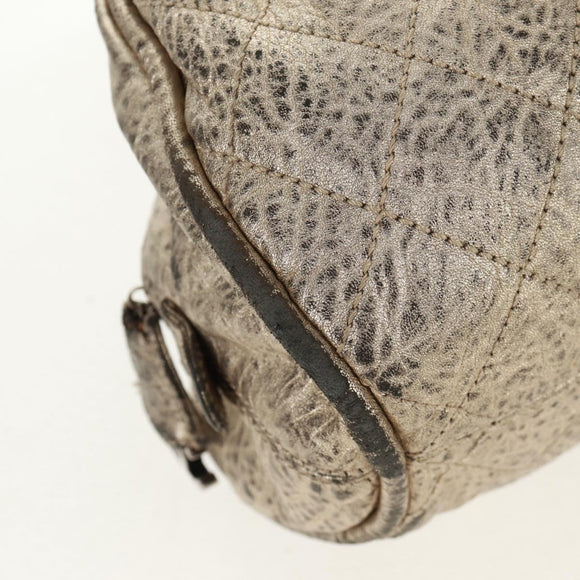 CHANEL Matelasse Hand Bag Leather Champagne Gold CC Auth 160074