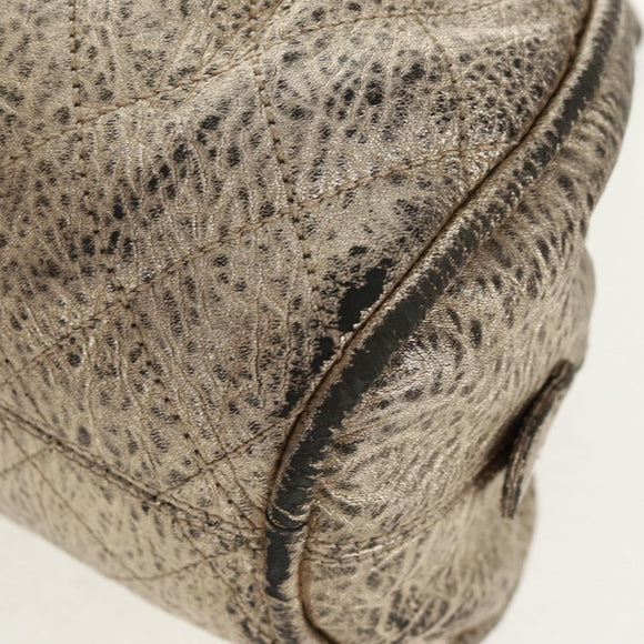 CHANEL Matelasse Hand Bag Leather Champagne Gold CC Auth 160074