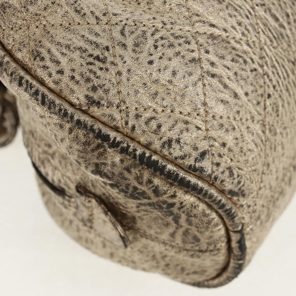 CHANEL Matelasse Hand Bag Leather Champagne Gold CC Auth 160074