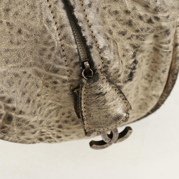 CHANEL Matelasse Hand Bag Leather Champagne Gold CC Auth 160074