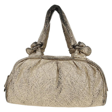 CHANEL Matelasse Hand Bag Leather Champagne Gold CC Auth 160074 - 0
