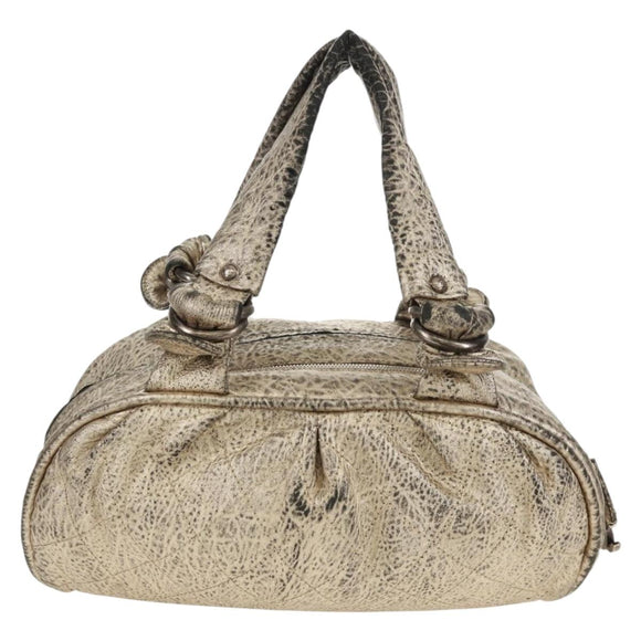 CHANEL Matelasse Hand Bag Leather Champagne Gold CC Auth 160074