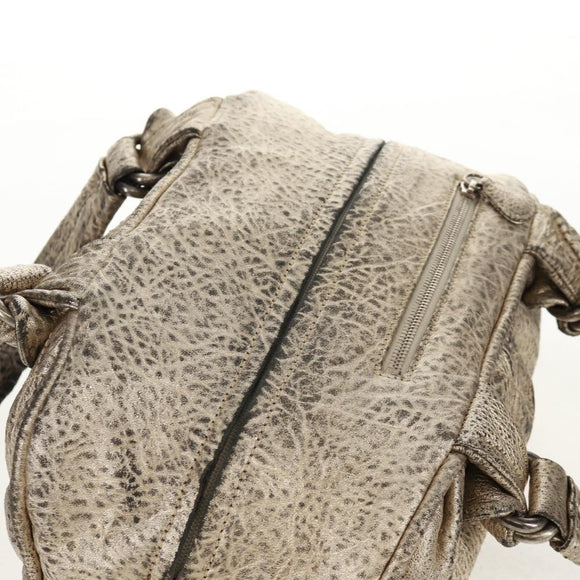 CHANEL Matelasse Hand Bag Leather Champagne Gold CC Auth 160074