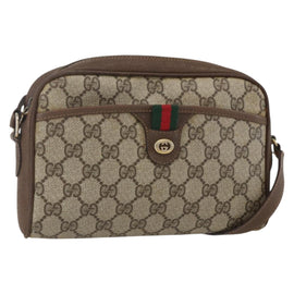 GUCCI GG Supreme Web Sherry Line Bag PVC Beige Gold 116 02 089 Auth 160079