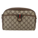 GUCCI GG Supreme Web Sherry Line Bag PVC Beige Gold 116 02 089 Auth 160079-2