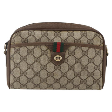 GUCCI GG Supreme Web Sherry Line Bag PVC Beige Gold 116 02 089 Auth 160079 - 0