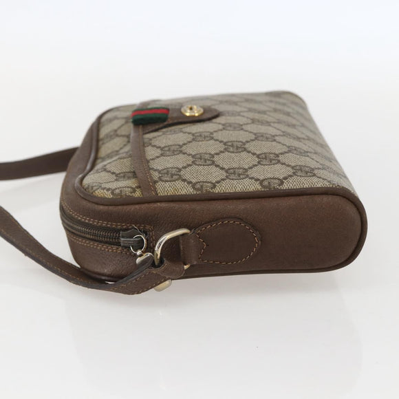 GUCCI GG Supreme Web Sherry Line Bag PVC Beige Gold 116 02 089 Auth 160079