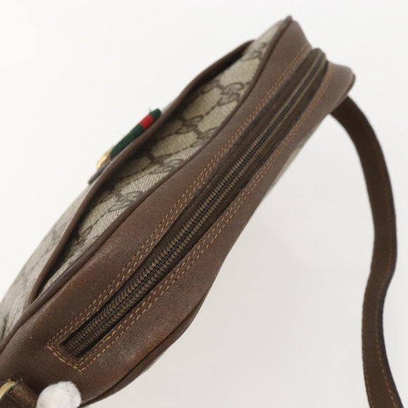 GUCCI GG Supreme Web Sherry Line Bag PVC Beige Gold 116 02 089 Auth 160079