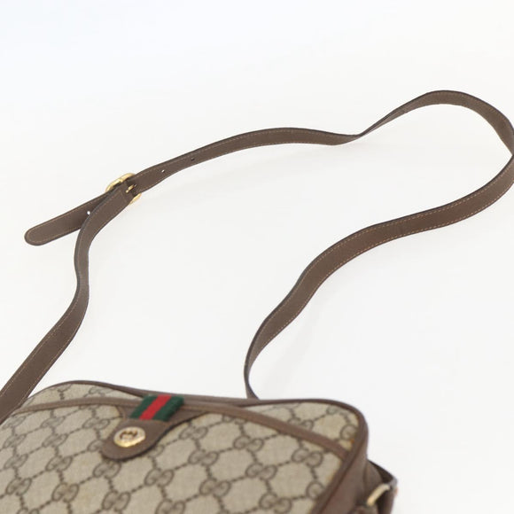 GUCCI GG Supreme Web Sherry Line Bag PVC Beige Gold 116 02 089 Auth 160079