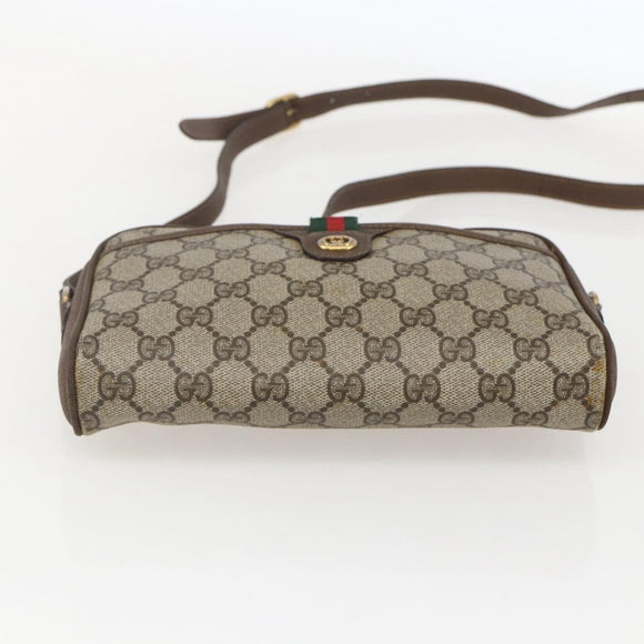 GUCCI GG Supreme Web Sherry Line Bag PVC Beige Gold 116 02 089 Auth 160079