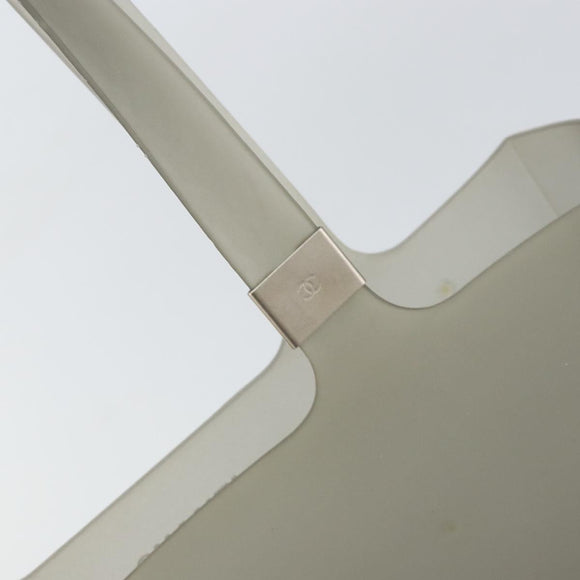 CHANEL Tote Bag Rubber Gray CC Auth 160082