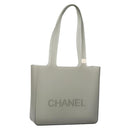 CHANEL Tote Bag Rubber Gray CC Auth 160082-1