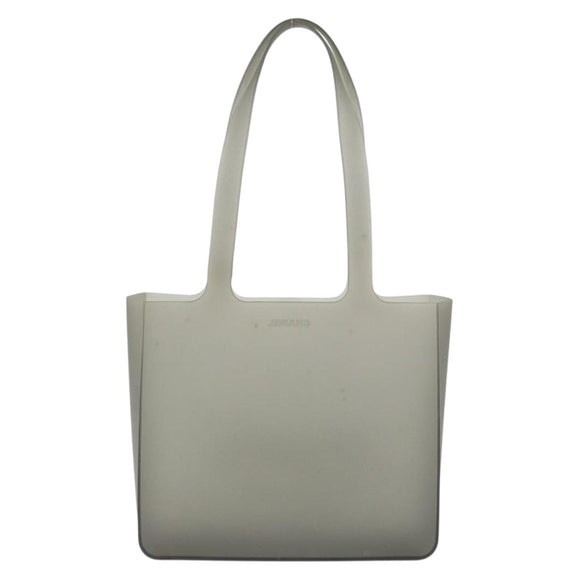 CHANEL Tote Bag Rubber Gray CC Auth 160082