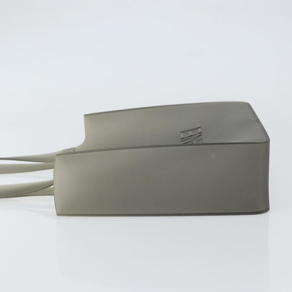 CHANEL Tote Bag Rubber Gray CC Auth 160082