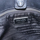 PRADA Ribbon Hand Bag Nylon Black Silver Auth 160087-15