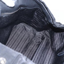 PRADA Ribbon Hand Bag Nylon Black Silver Auth 160087-18