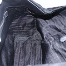 PRADA Ribbon Hand Bag Nylon Black Silver Auth 160087-19