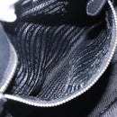 PRADA Ribbon Hand Bag Nylon Black Silver Auth 160087-20