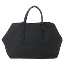 PRADA Ribbon Hand Bag Nylon Black Silver Auth 160087-2