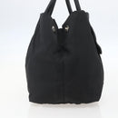 PRADA Ribbon Hand Bag Nylon Black Silver Auth 160087-3