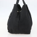 PRADA Ribbon Hand Bag Nylon Black Silver Auth 160087-4