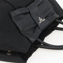 PRADA Ribbon Hand Bag Nylon Black Silver Auth 160087-6