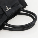 PRADA Ribbon Hand Bag Nylon Black Silver Auth 160087-7