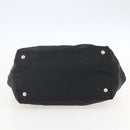 PRADA Ribbon Hand Bag Nylon Black Silver Auth 160087-9