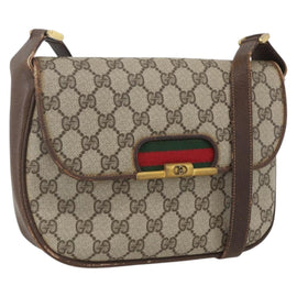 GUCCI GG Supreme Web Sherry Line Bag PVC Beige Gold 22 001 4159 Auth 160089