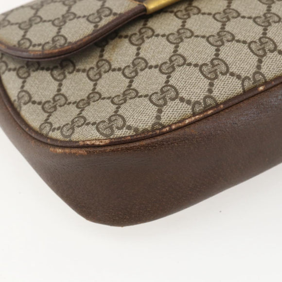 GUCCI GG Supreme Web Sherry Line Bag PVC Beige Gold 22 001 4159 Auth 160089