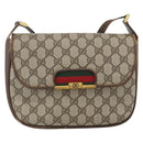 GUCCI GG Supreme Web Sherry Line Bag PVC Beige Gold 22 001 4159 Auth 160089-2