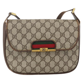 GUCCI GG Supreme Web Sherry Line Bag PVC Beige Gold 22 001 4159 Auth 160089 - 0