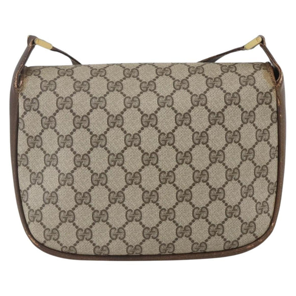 GUCCI GG Supreme Web Sherry Line Bag PVC Beige Gold 22 001 4159 Auth 160089