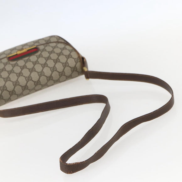 GUCCI GG Supreme Web Sherry Line Bag PVC Beige Gold 22 001 4159 Auth 160089