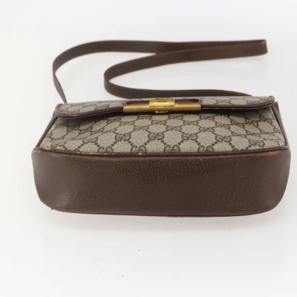 GUCCI GG Supreme Web Sherry Line Bag PVC Beige Gold 22 001 4159 Auth 160089