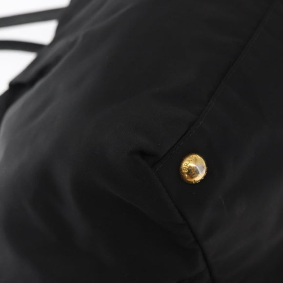 PRADA Ribbon Hand Bag Nylon Black Silver Auth 160092