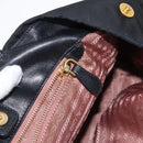 PRADA Ribbon Hand Bag Nylon Black Silver Auth 160092-20