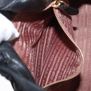 PRADA Ribbon Hand Bag Nylon Black Silver Auth 160092-21