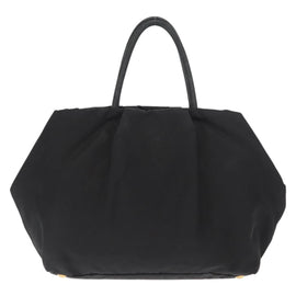 PRADA Ribbon Hand Bag Nylon Black Silver Auth 160092 - 0