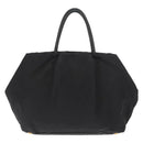 PRADA Ribbon Hand Bag Nylon Black Silver Auth 160092-2