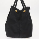 PRADA Ribbon Hand Bag Nylon Black Silver Auth 160092-3