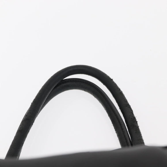 PRADA Ribbon Hand Bag Nylon Black Silver Auth 160092