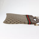 GUCCI GG Supreme Web Sherry Line Hand Bag PVC 2way Beige Gold Auth 160097-4