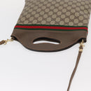 GUCCI GG Supreme Web Sherry Line Hand Bag PVC 2way Beige Gold Auth 160097-6