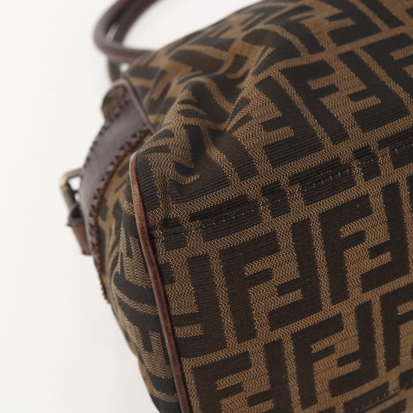 FENDI Hand Bag Zucca Canvas Black Brown Auth 160098