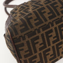 FENDI Hand Bag Zucca Canvas Black Brown Auth 160098-13