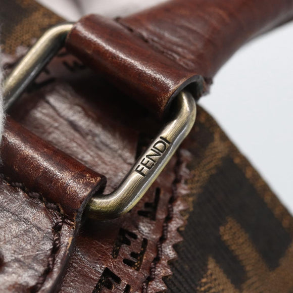 FENDI Hand Bag Zucca Canvas Black Brown Auth 160098