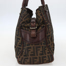 FENDI Hand Bag Zucca Canvas Black Brown Auth 160098-4