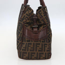 FENDI Hand Bag Zucca Canvas Black Brown Auth 160098-5